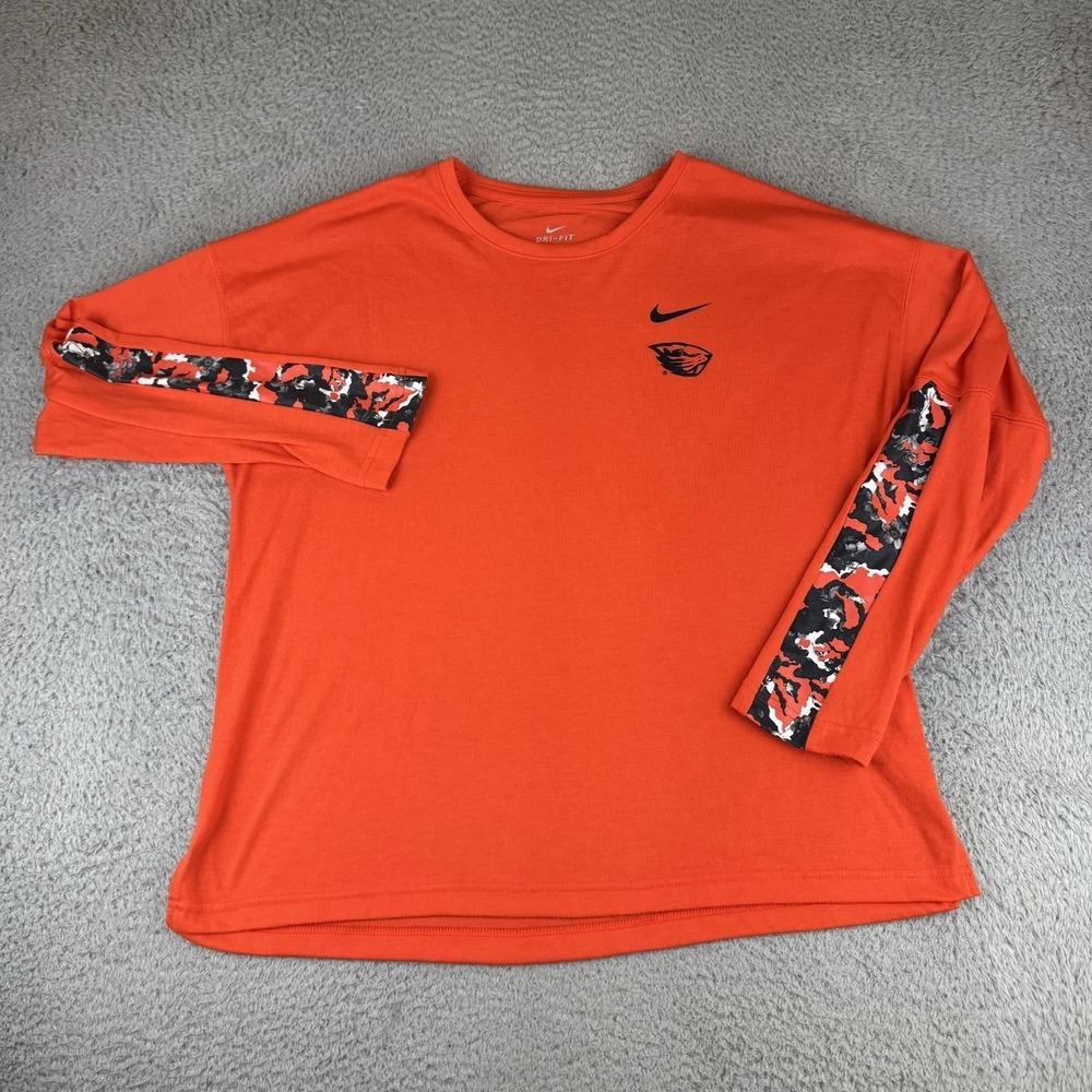 Oregon State Beavers Long Sleeve Shirt Men's Orange Camo Shirt Size Xl Beavs